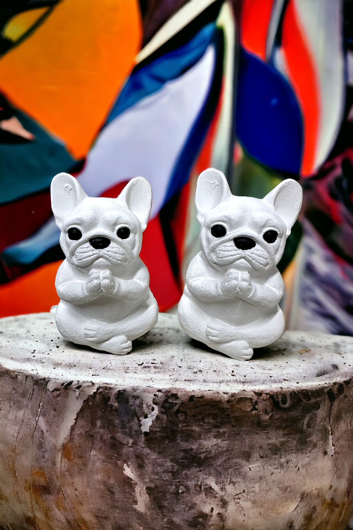 2 Pcs Yoga Dog Trinket Meditation Dog Statue Home Decoration