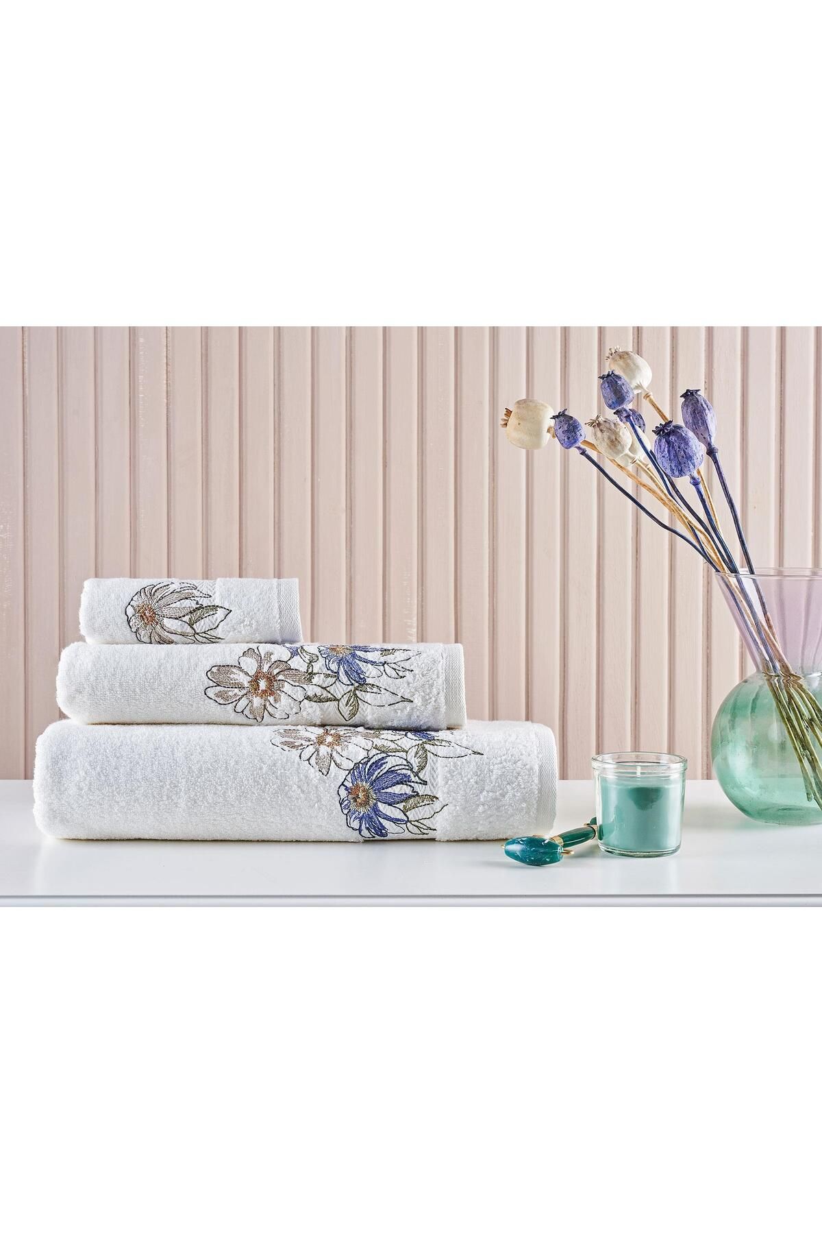 Marie Claire 3'Lü Set Set Micro Flora Kırıkbeyaz