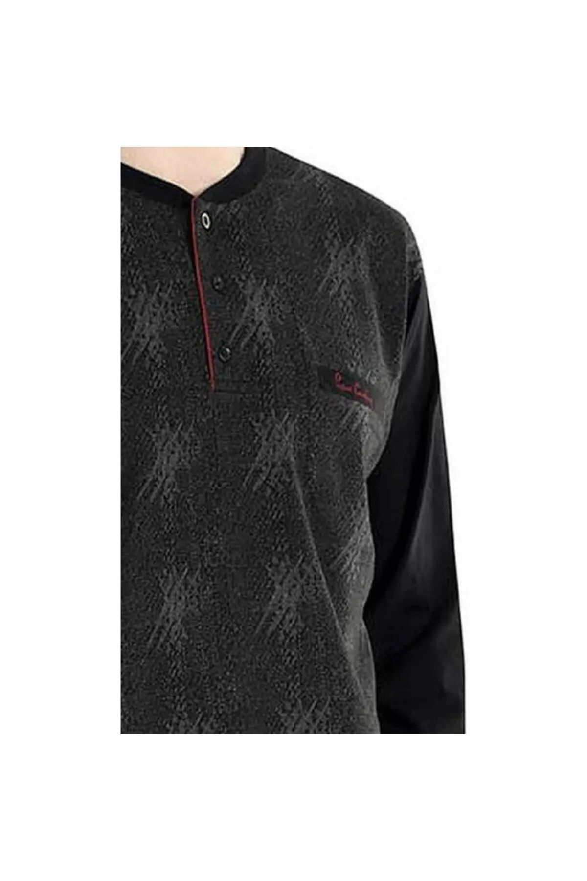 ست پیژامه چند رنگ مردانه یقه بلند دکمه دار ژاکارد Pierre Cardin