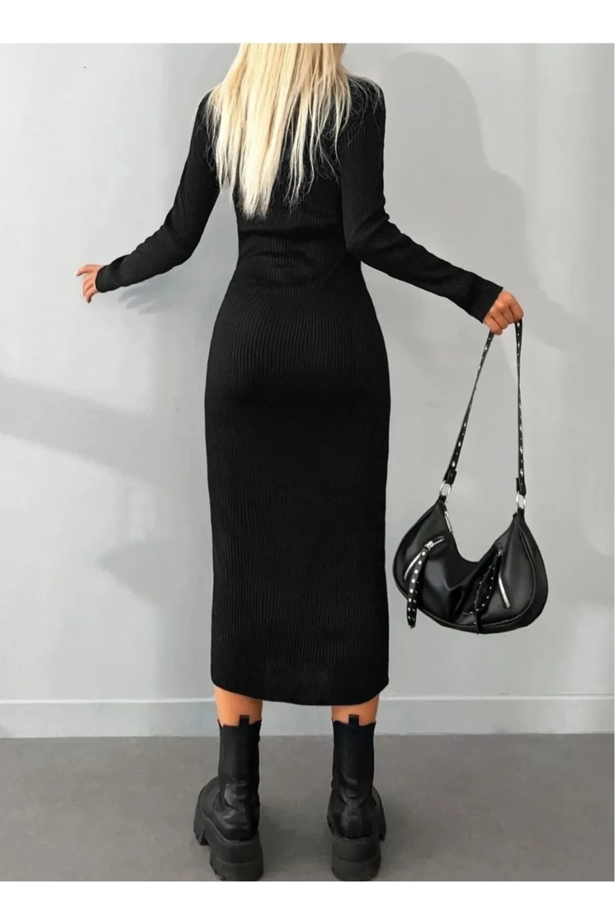 buğlem collection Водолазка з водолазкою, довжина міді, лайковий корсет-олівець