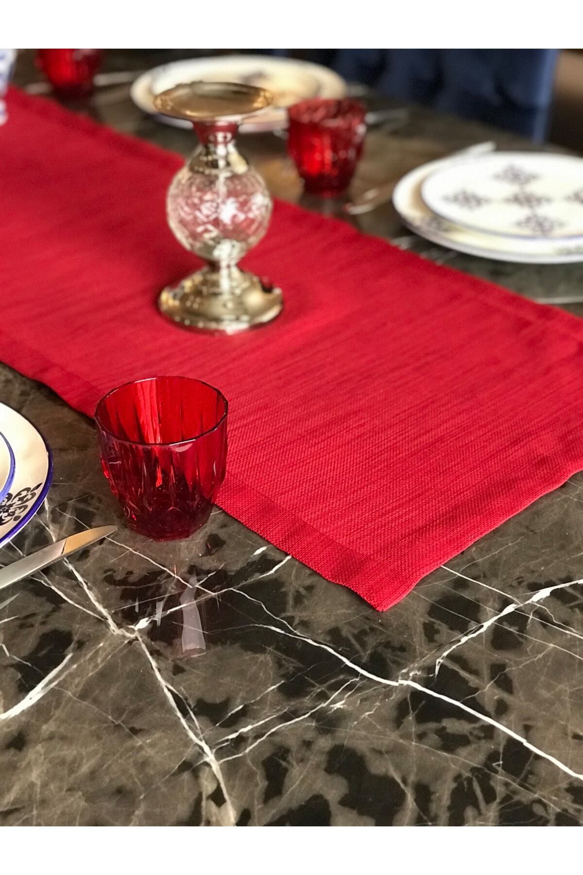 Viemso-Red Glitter Linen Runner 4
