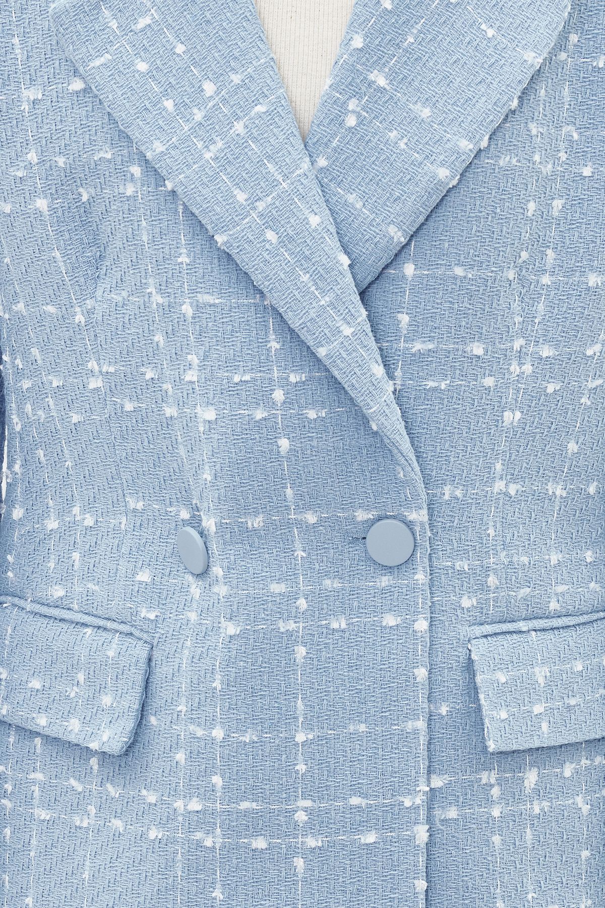 Trendyol Collection-Hellblaue, übergroße, gewebte karierte Blazerjacke TWOAW21CE0105 5