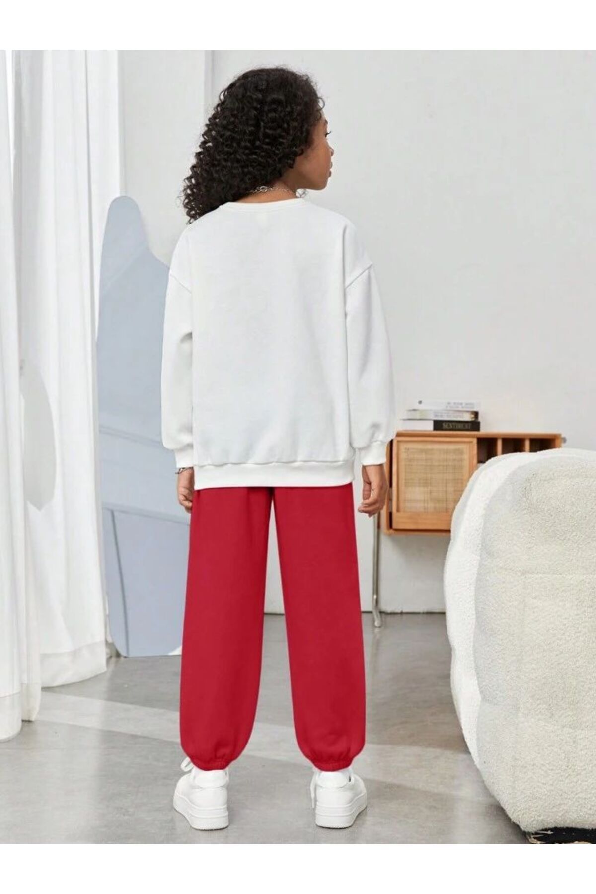 MORNİNG KİDS-Girl's White-Red Brooklyn Printed Tracksuit Set 3
