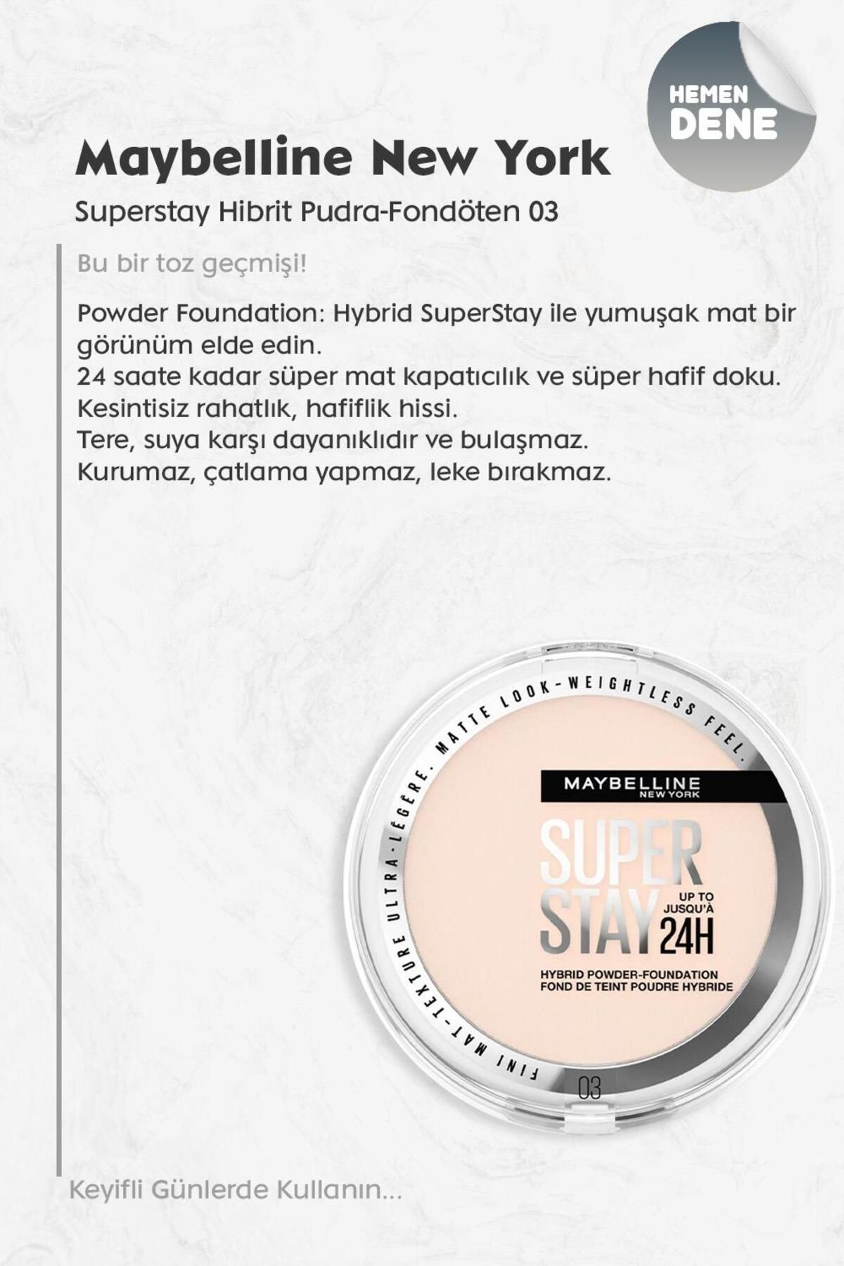 بنیاد پودر هیبریدی Maybelline Superstay - 03 Maybelline New York