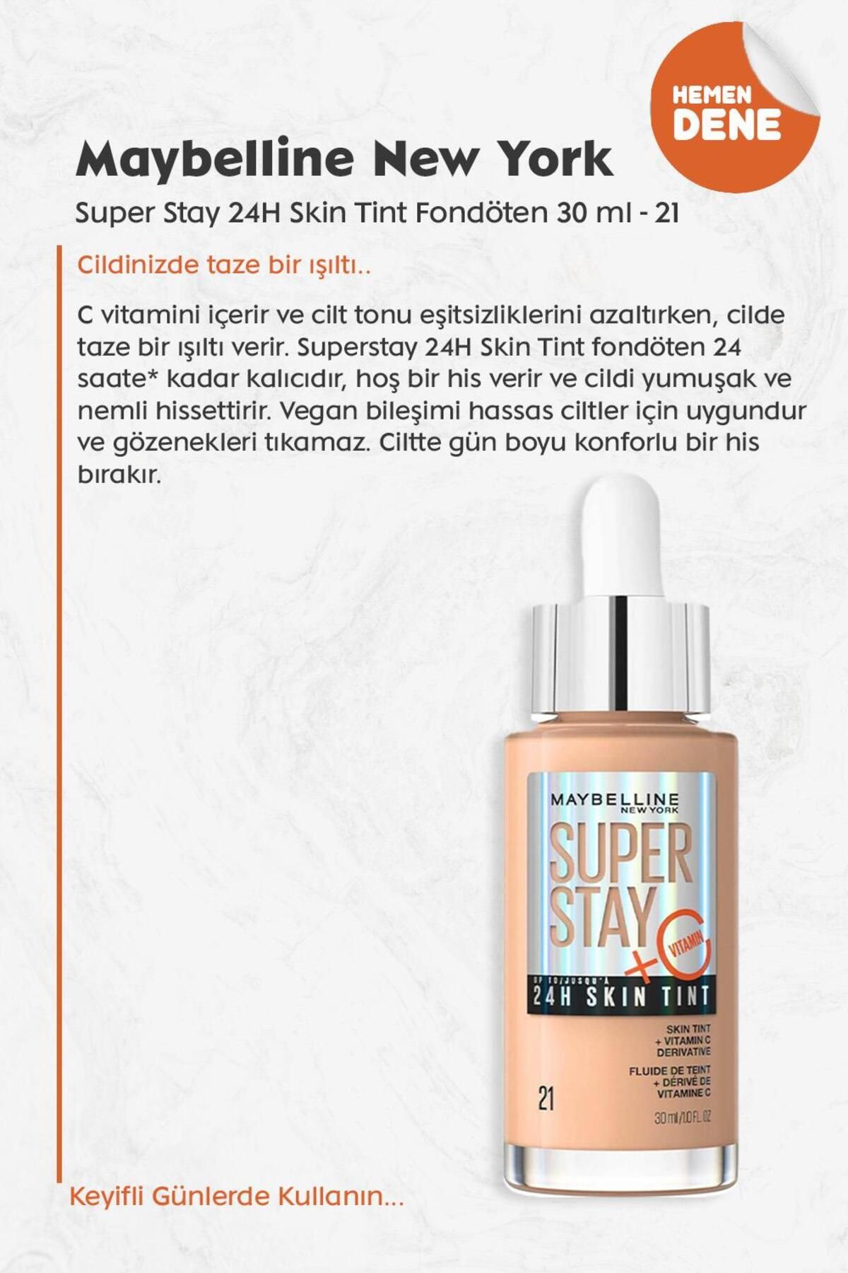 کرم پودر Maybelline Super Stay 24H Skin Tint Foundation 21 Maybelline New York