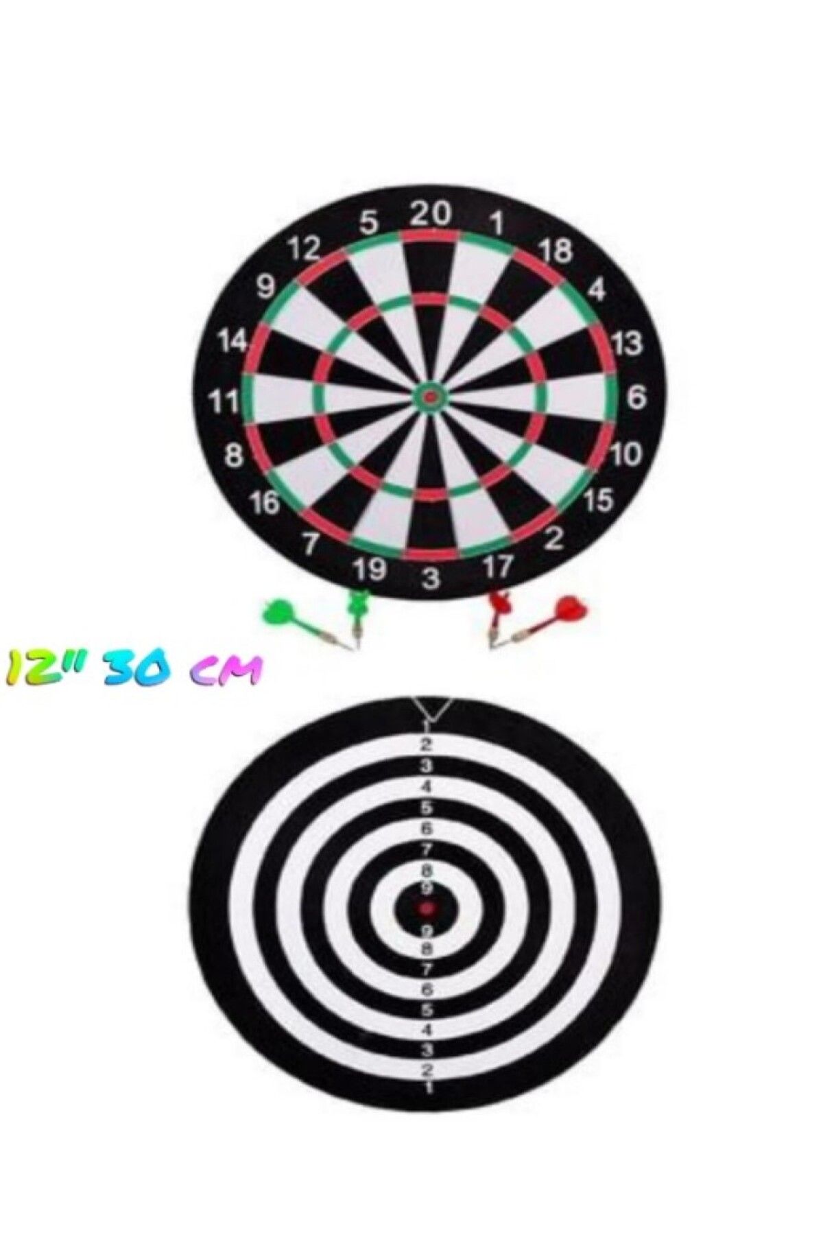 Genel Markalar Dart Tahtası 12" 30 cm 4 adet İğneli Ok Çift Taraflı Kullanım Dart Seti