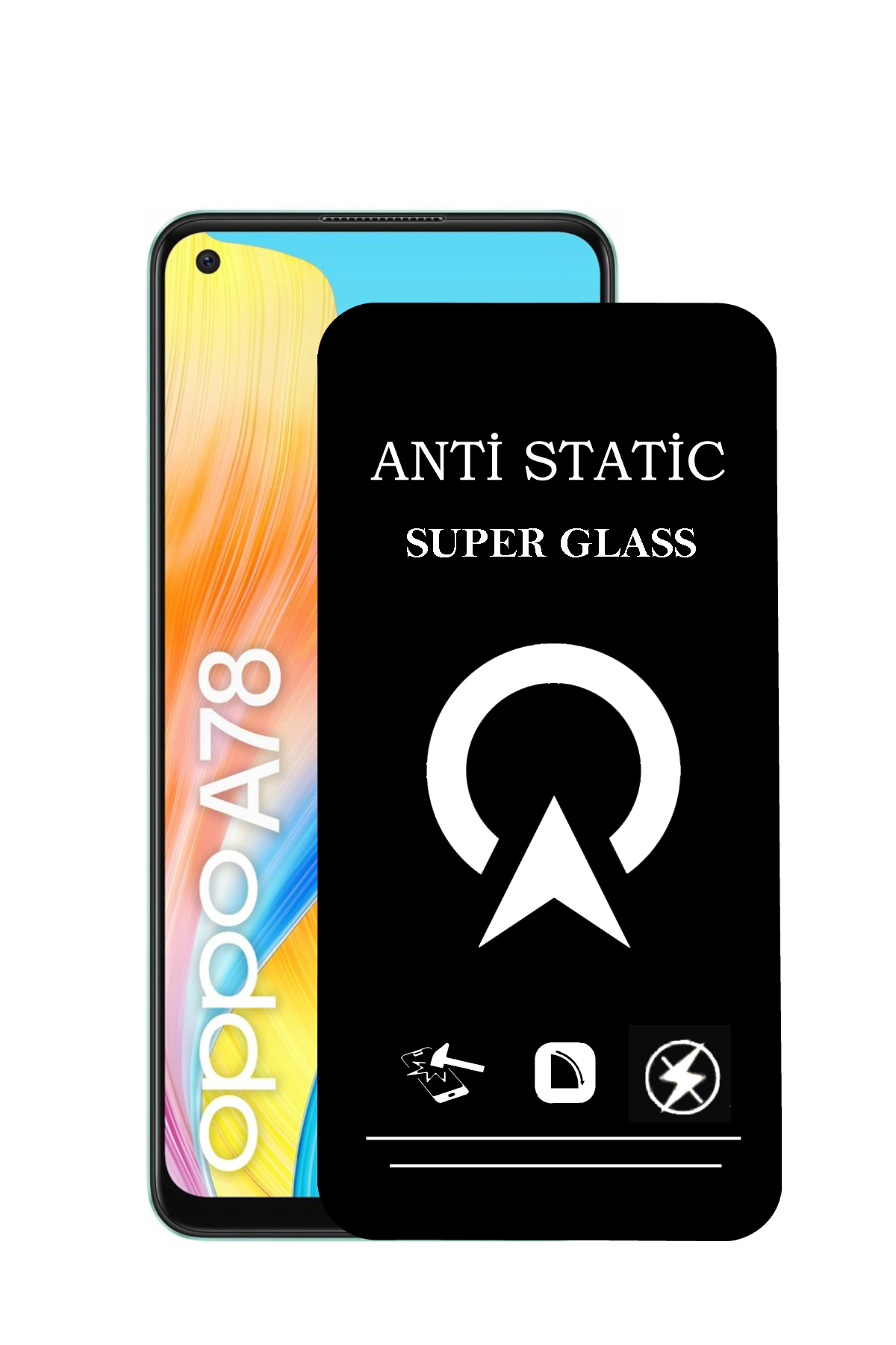 Oppo A78 4G ile Uyumlu Tam Kaplayan Anti Statik Çizilmez Safir Ekran Koruyucu Cam