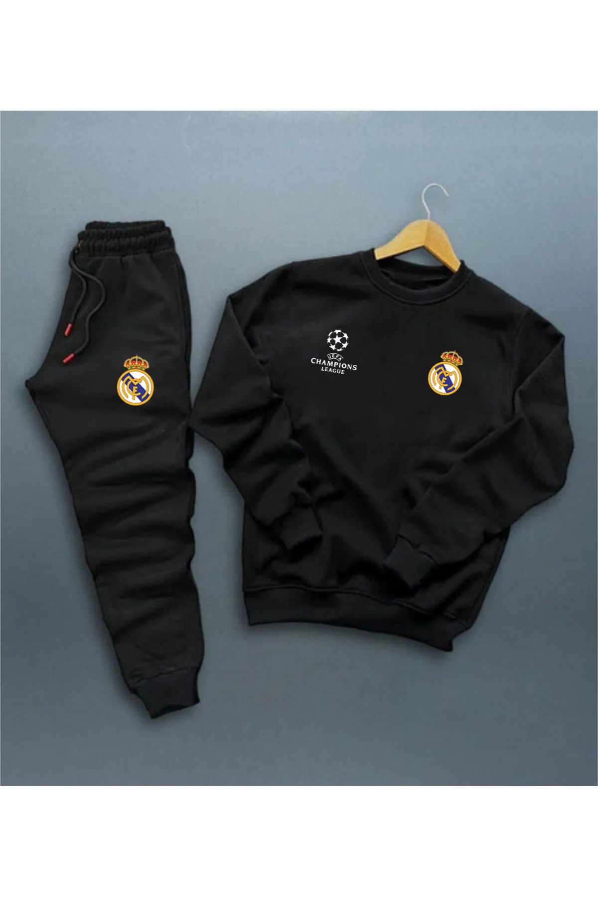 Pisa Art Real Madrid Champions League Special Design Round Neck Sweatshirt Sweatpants Combination Trendyol