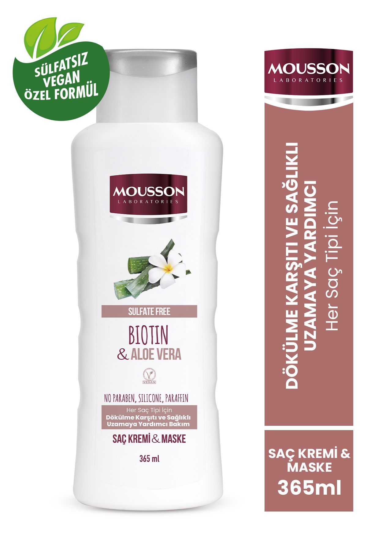 Mousson-Anti-Shedding and Growth Hair Care Cream and Mask Containing Biotin and Aloe Vera 365 ml 2