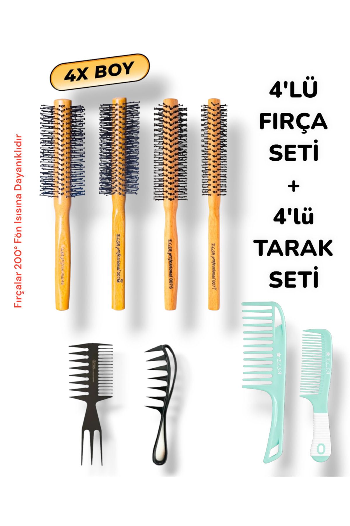 ELSA-4-Piece Professional Hair Brush + 4 Comb Set 1