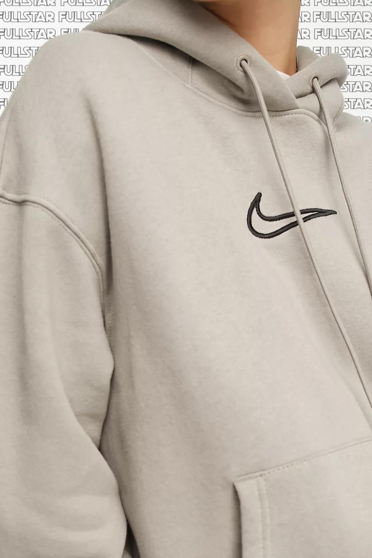 Nike plus mini swoosh oversized hoodie hotsell in oatmeal
