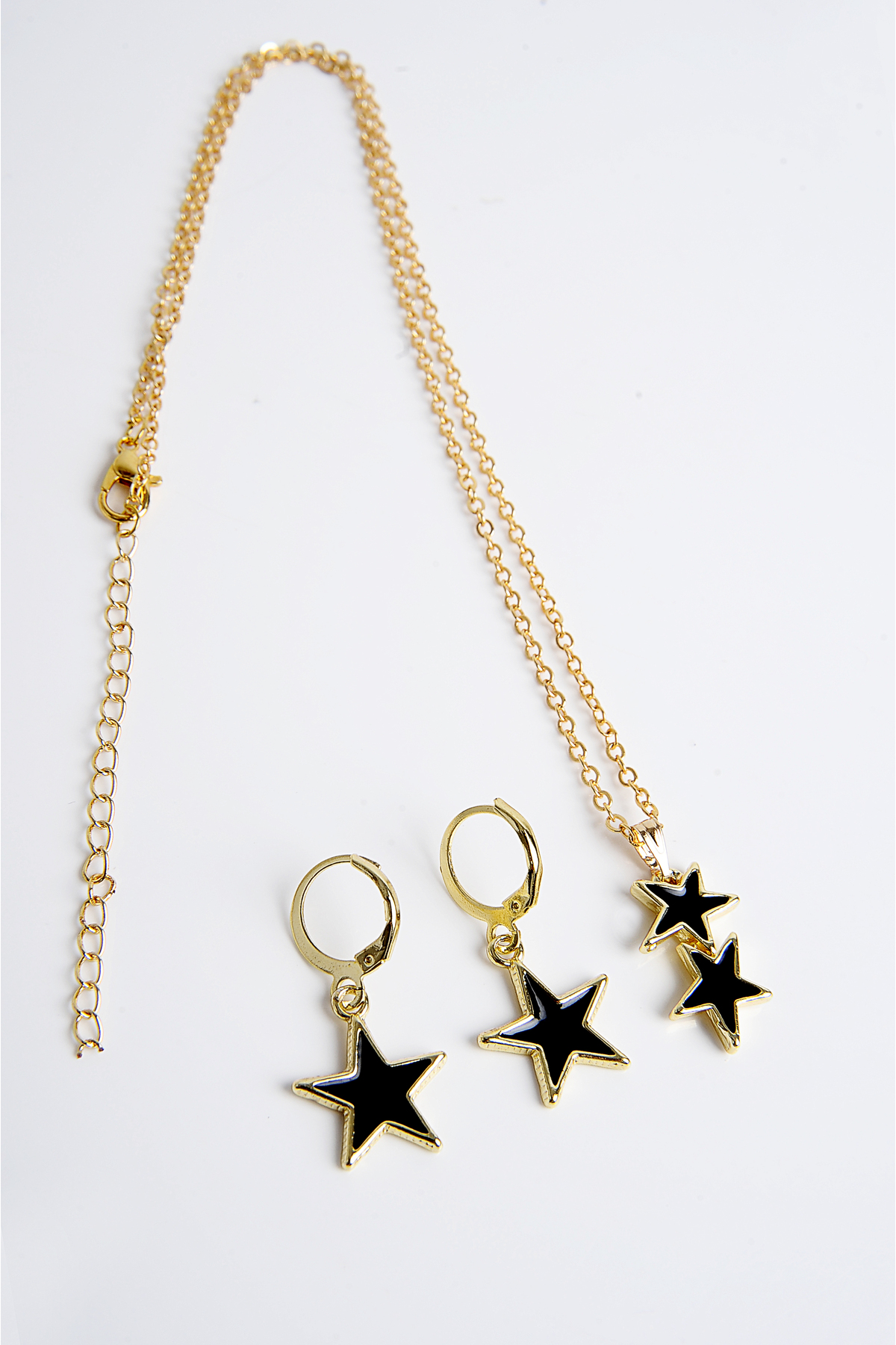 EUROMODA Yıldız Tasarımlı Zirkon Taşlı Kolye Küpe Takım