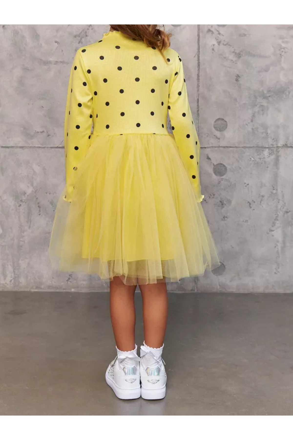 nc gift Kız Bebek Çocuk Puantiyeli 4 Mevsim Esnek Likralı Kabarık Tütü Elbise fotoğrafı 7 (önizleme)