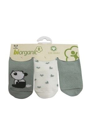 Biorganic Kız Bebek Elegant Panda 3lü Bebek Çorabı Yeşil STL000068358