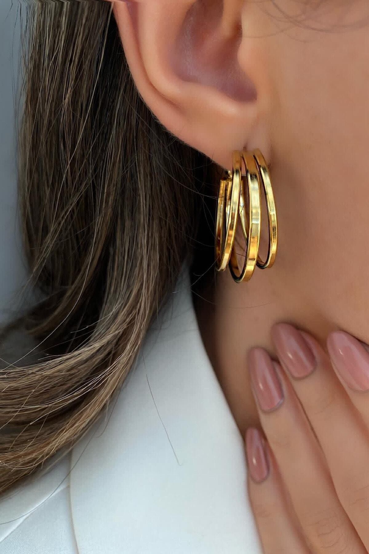 Gold shop flat earrings