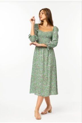 Kadın Mint Yeşili Gipeli Elbise 21y164-001