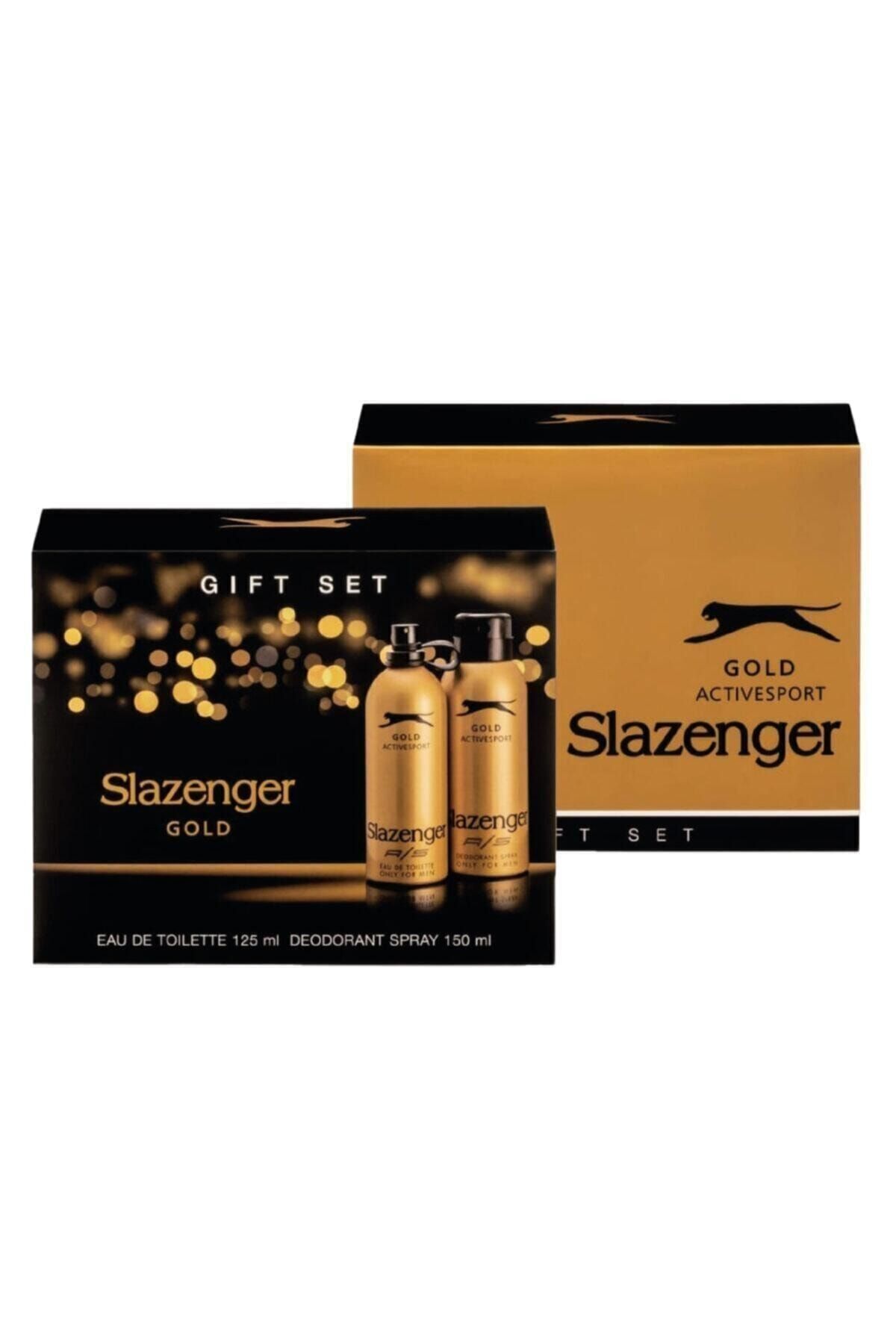 ست دئودورانت و عطر مردانه طلایی اکتیو اسپورت اسلازنجر Slazenger (برند انگلستان)