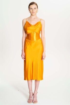 Kadın Sarı Askılı Dıana Elbise GD020/T