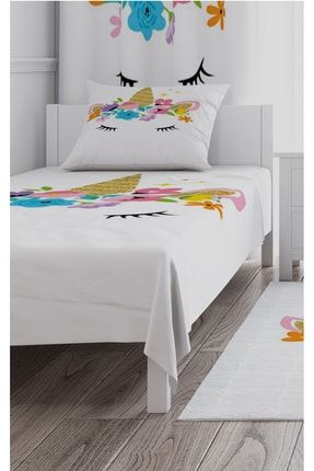 Yatak Örtüsü Çiçek Taçlı Unicorn+ Yastık Kılıfı Hediye TYC00145291970