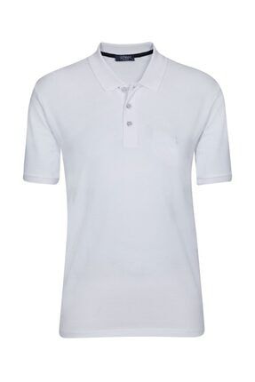 Erkek Beyaz Battal Beden Polo Yaka T-shirt TSHİRT 21230