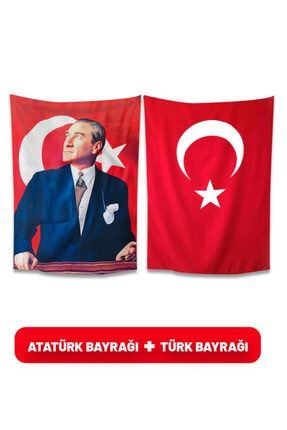 Türk Bayrağı+atatürk Bayrağı 50x75 Cm 2Lİ-RENKLİ+ATA