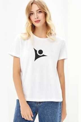 Tübitak Baskılı Beyaz Kadın Örme Tshirt T-shirt Tişört T Shirt RF1212-KDNTS