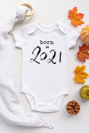Unisex Bebek Beyaz Born In 2021 Çıtçıtlı Body AA-057