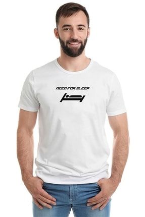 Need For Sleep Baskılı Beyaz Erkek Örme Tshirt T-shirt Tişört T Shirt RF1020-ERKTS