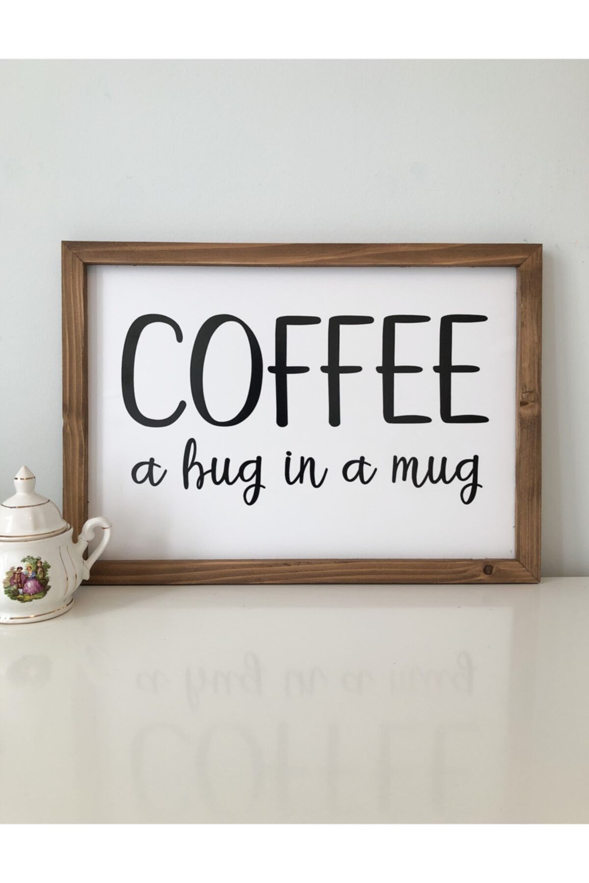 Puu Design Kahve Köşesi Coffee A Hug In A Mug Ahşap Çerçeve