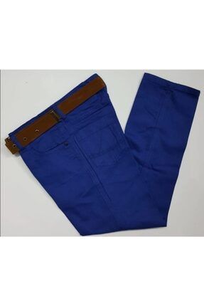 Erkek Çocuk Saks Mavi Keten Pantolon TS22
