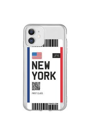 Iphone 11 Şeffaf Renkli Silikon New York Bileti Telefon Kılıfı Trv011-iPhone-11