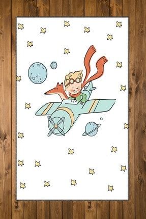Ay Yıldızlar Uçaklı Küçük Prens 3d Desenli Bebek Odası Halısı elseesmodel27