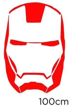 Iron Man Maskesi Siyah Beyaz Sticker 100cm - Kırmızı 100CM-STK3564
