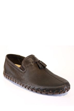 Erkek Hakiki Deri Kahverengi Püsküllü Çarık Modeli Günlük Ayakkabı OM-1901