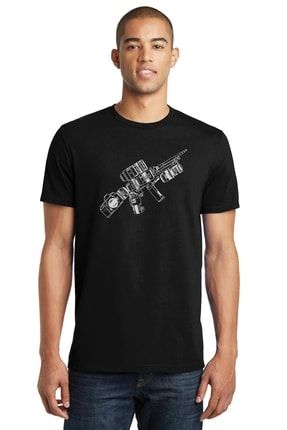 Photography Tactical Camera Baskılı Siyah Erkek Örme Tshirt T-shirt Tişört T Shirt SFK0378ERKTS