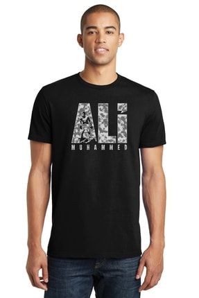 Muhammed Ali Write Boks Baskılı Siyah Erkek Örme Tshirt T-shirt Tişört T Shirt SFK0201ERKTS