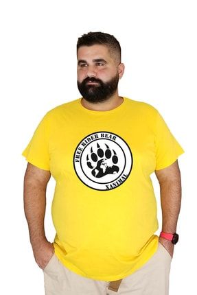 Baskılı Bearbucks Büyük Beden Pamuklu T-shirt Free Bear 3xl 4xl 5xl 6xl 7xl baskili25free