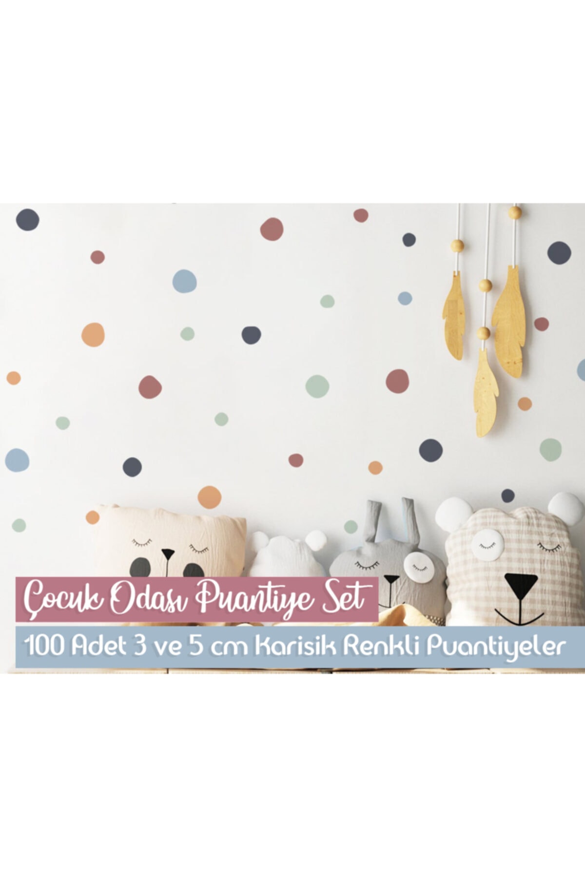 Sticker Sepetim Duvar Sticker Bebek Ve Çocuk Odası Puantiye Seti 3 Ve 5 cm 100 Adet fotoğrafı 2 (önizleme)