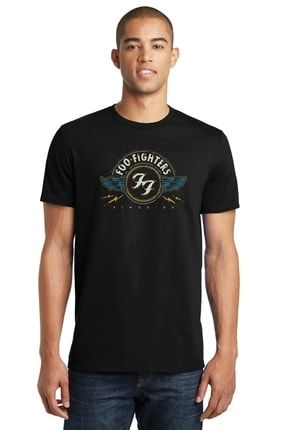 Foo Fighters Logo Baskılı Siyah Erkek Örme Tshirt T-shirt Tişört T Shirt SFK1152ERKTS