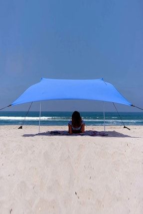 Zelt 2,3 Metre Gölgelik Tente Plaj Şemsiyesi Bahçe Teras Çardak Kamp Piknik Güneşlik Şemsiye Mavi BNDZELT