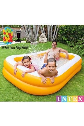 Şişme Büyük Boy Mandalina Aile Havuzu Set 229x147x46 Top Ve Pompa UFIS57181V