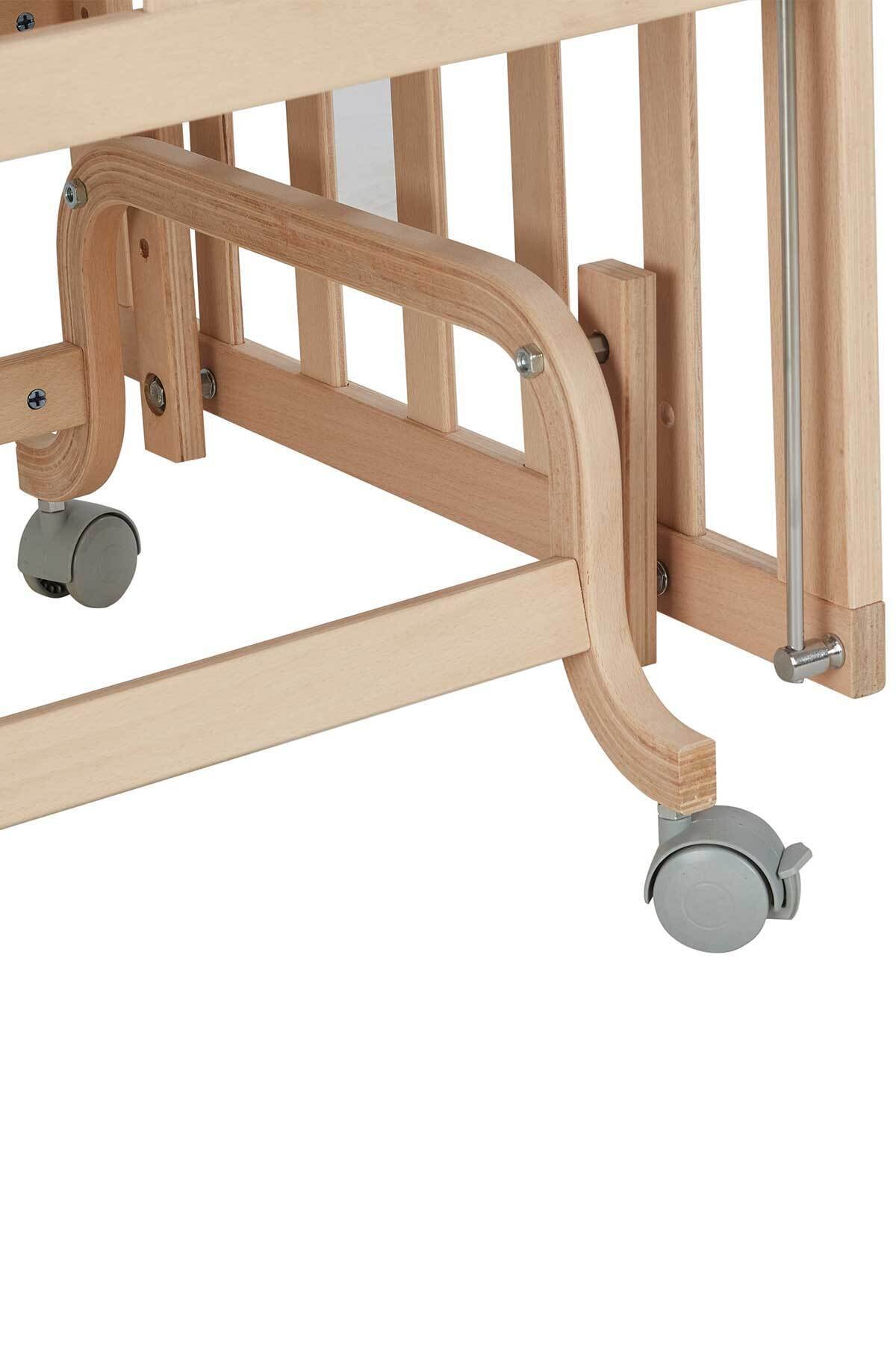 Babycom Naturel Anne Yanı  4 Kademeli Tekerlekli Beşik 60x120 cm fotoğrafı 3 (önizleme)