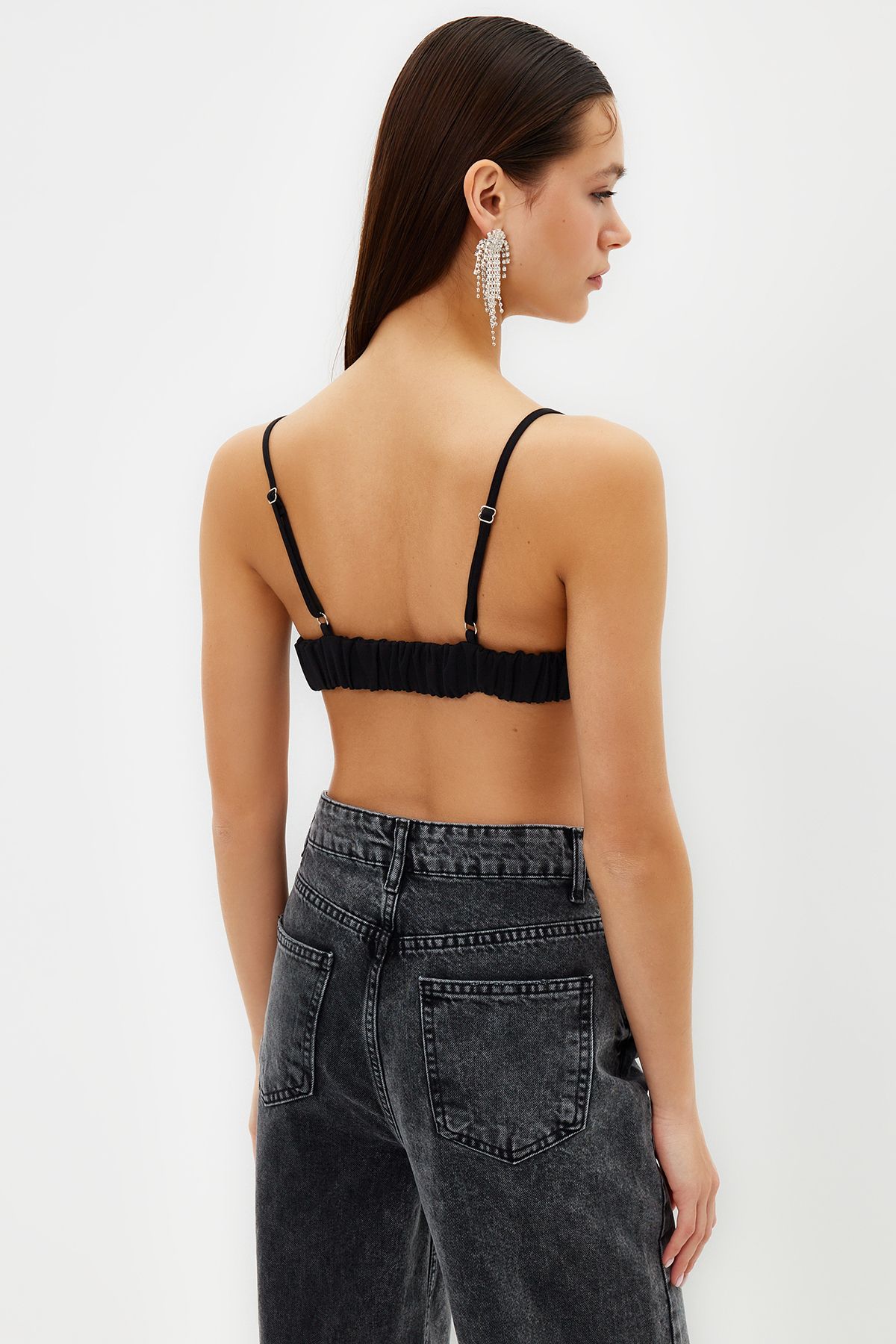 Trendyol Collection-Черно изрязано бюстие с лъскав камък - TPRSS24BS00002 6