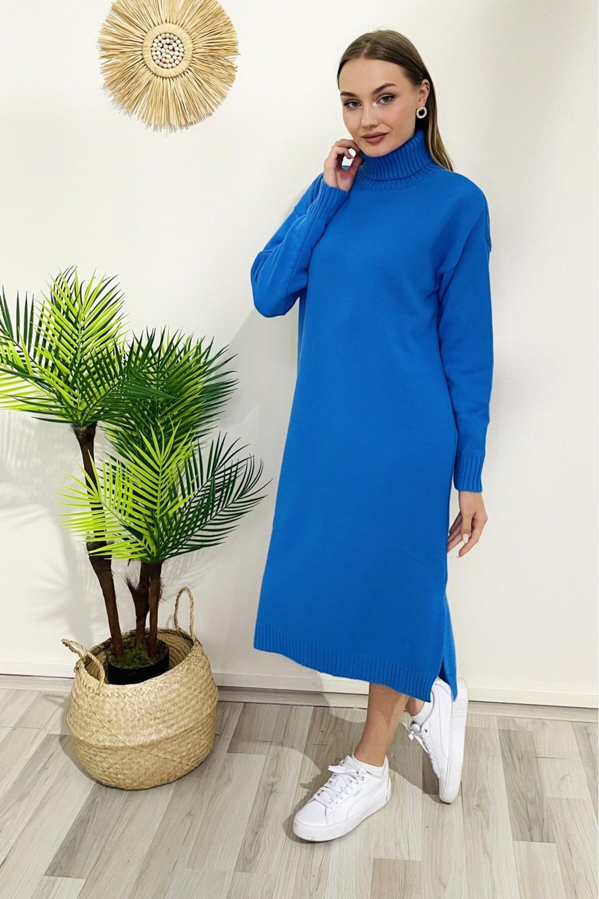 Royal blue shop turtleneck dress