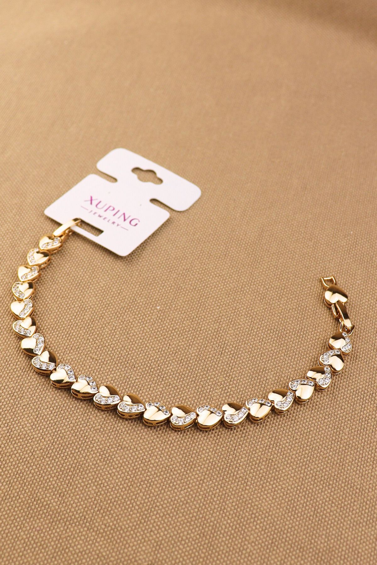 Keyifli Hayaller Xuping Bracelet Vip Zircon Stone Heart Model Rose Xuping Bracelet 17 2 cm Width 7mm