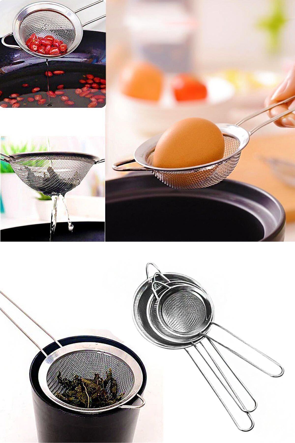 AYGÖREN HOME Lüx Paslanmaz Metal 3 Boy Çay& Bitki Süzgeci Çay,bitki ,süt,pudra Şekeri ,kakao Süzgeci