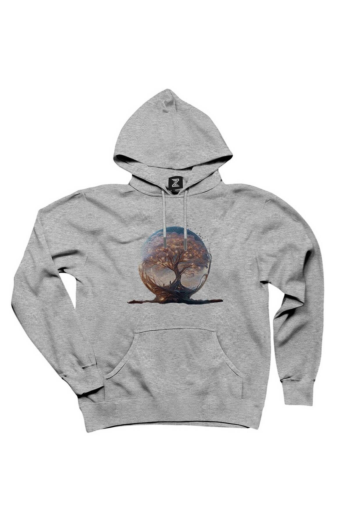 Z zepplin Tree Growing In Snow Gobe Hanorac Cu Glugă Gri Unisex - 2XL