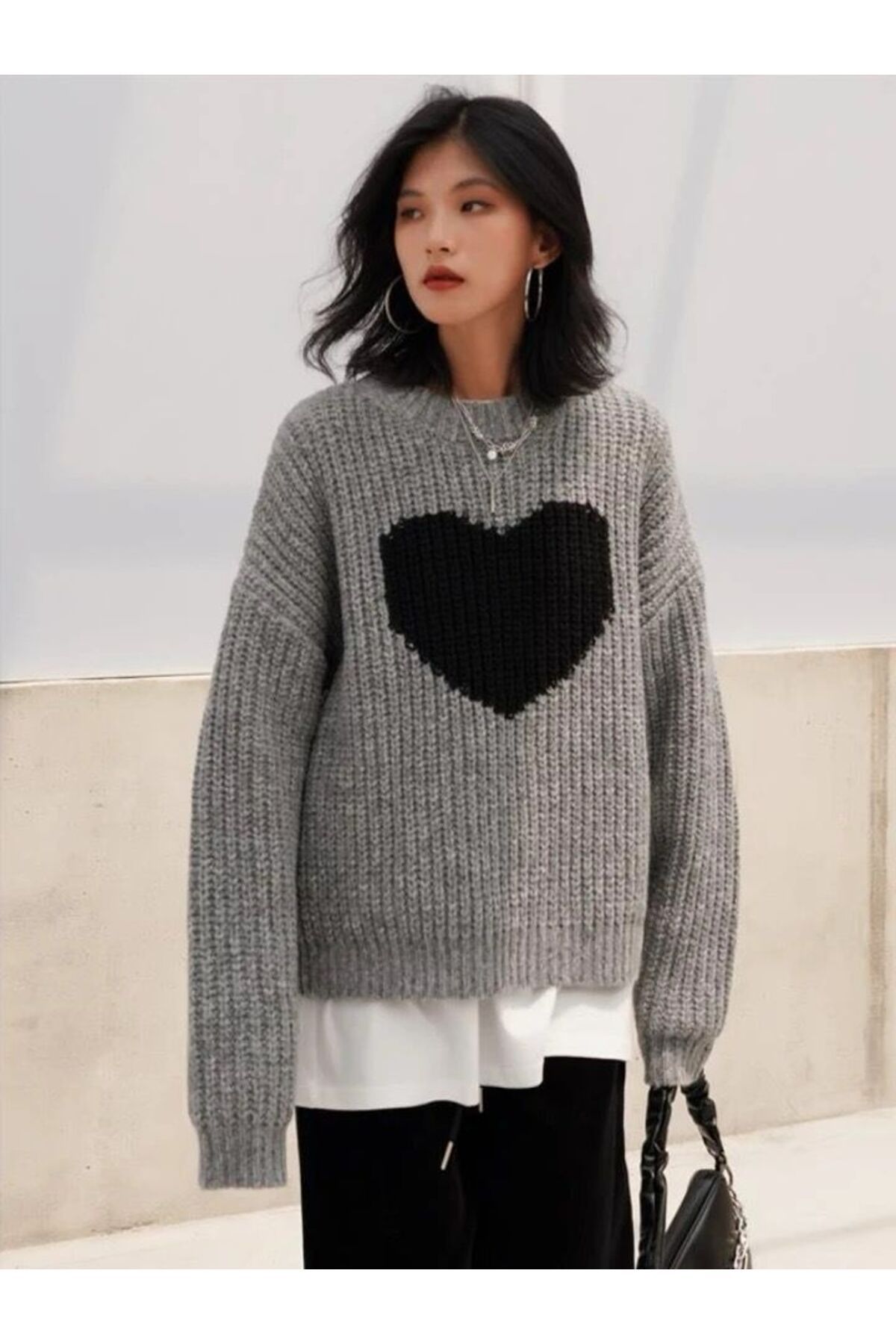 Grey sweater sale with heart