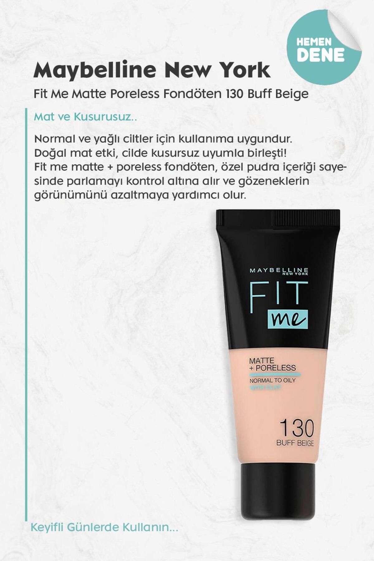 فونداسیون مات بدون منافذ Maybelline Fit Me 130 Buff Beige Maybelline New York