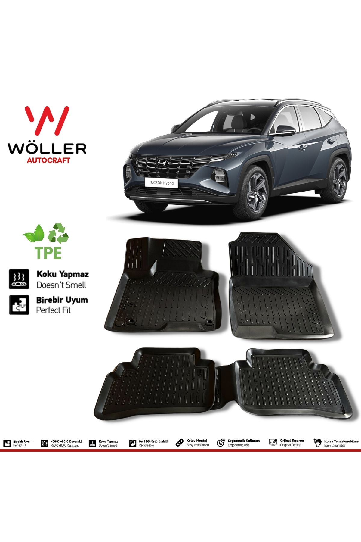 Коврик Wöller Hyundai Tucson After 2021 3D Коврик для бассейна wöller3dpaspas202